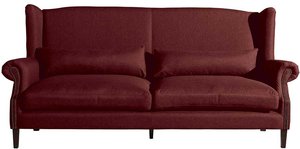 Dreier Sofa mit Holzgestell im Vintage Look Rot und Nussbaumfarben