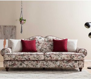 Vintage Sofa geblümt im Landhausstil 228 cm breit - 90 cm tief