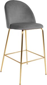 Design Barstühle aus Samt und Stahl Grau und Messingfarben (2er Set)