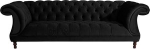 Schwarzes Neo Barock Sofa aus Samtvelours 253 cm breit