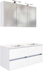 Badezimmermöbel Set in Weiß Doppelwaschbecken (zweiteilig)
