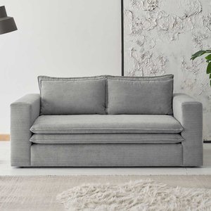 Hellgraues Zweisitzer Sofa aus Cord modernem Design