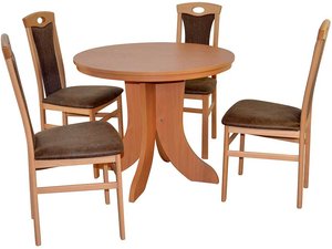 Klassicher Esstisch mit 4 Stühlen Buchefarben (fünfteilig)