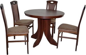 Esstisch mit 4 Stühlen in Nussbaumfarben Braun (fünfteilig)