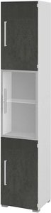 Büroschrank mit Glastür Weiß Grau