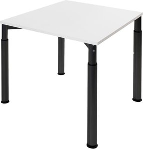 Höheneinstellbarer Konferenztisch, schwarz, Tischplatte 120 x 80 cm weiß, Besprechungstisch, Schreibtisch