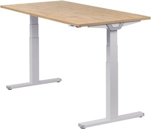 Höhenverstellbarer Schreibtisch "Premium Line", silber, Tischplatte 160 x 80 cm Wildeiche, elektrisch höhenverstellbar, Stehschreibtisch, Tischgestell