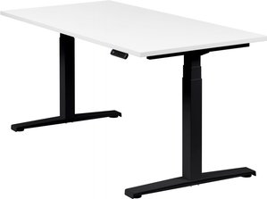 Höhenverstellbarer Schreibtisch "Basic Line", schwarz, Tischplatte 160 x 80 cm weiß, elektrisch höhenverstellbar, Stehschreibtisch, Tischgestell