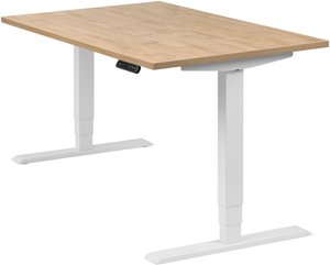 Höhenverstellbarer Schreibtisch "Homedesk", weiß, Tischplatte 120 x 80 cm Wildeiche, elektrisch höhenverstellbar, Stehschreibtisch, Tischgestell