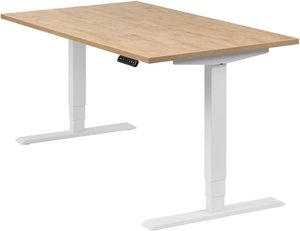 Höhenverstellbarer Schreibtisch "Homedesk", weiß, Tischplatte 140 x 80 cm Wildeiche, elektrisch höhenverstellbar, Stehschreibtisch, Tischgestell