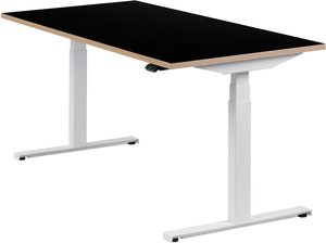 Höhenverstellbarer Schreibtisch "Easydesk", weiß, Tischplatte 160 x 80 cm schwarz, elektrisch höhenverstellbar, Stehschreibtisch, Tischgestell
