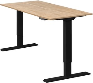 Höhenverstellbarer Schreibtisch "Homedesk Eco", Schwarz, Tischplatte 110 x 60 cm Wildeiche, elektrisch stufenlos höhenverstellbar, Stehschreibtisch, Tischgestell
