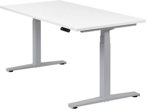 Höhenverstellbarer Schreibtisch "Basic Line", silber, Tischplatte 160 x 80 cm weiß, elektrisch höhenverstellbar, Stehschreibtisch, Tischgestell