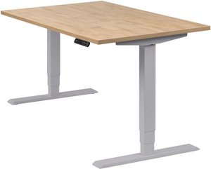 Höhenverstellbarer Schreibtisch "Homedesk", silber, Tischplatte 120 x 80 cm Wildeiche, elektrisch höhenverstellbar, Stehschreibtisch, Tischgestell