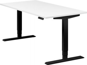Höhenverstellbarer Schreibtisch "Homedesk", schwarz, Tischplatte 160 x 80 cm weiß, elektrisch höhenverstellbar, Stehschreibtisch, Tischgestell