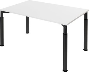 Höheneinstellbarer Konferenztisch, schwarz, Tischplatte 160 x 80 cm weiß, Besprechungstisch, Schreibtisch