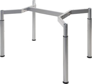 Höheneinstellbares Tischgestell, silber, Besprechungstisch, Schreibtisch, Konferenztisch, für Tischplatten 120 x 80 cm
