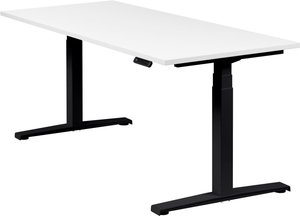 Höhenverstellbarer Schreibtisch "Basic Line", schwarz, Tischplatte 180 x 80 cm weiß, elektrisch höhenverstellbar, Stehschreibtisch, Tischgestell