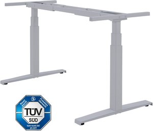 Höhenverstellbarer Schreibtisch "Basic Line", silber, elektrisch stufenlos höhenverstellbar, Stehschreibtisch, Tischgestell