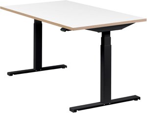 Höhenverstellbarer Schreibtisch "Easydesk", schwarz, Tischplatte 140 x 80 cm weiß, elektrisch höhenverstellbar, Stehschreibtisch, Tischgestell