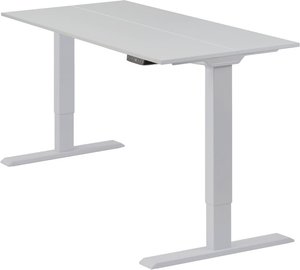 Höhenverstellbarer Schreibtisch "Homedesk Eco", Silber, Tischplatte 110 x 60 cm lichtgrau, elektrisch stufenlos höhenverstellbar, Stehschreibtisch, Tischgestell