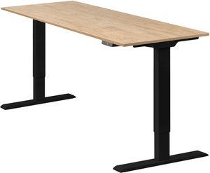 Höhenverstellbarer Schreibtisch "Homedesk Eco", Schwarz, Tischplatte 150 x 60 cm Wildeiche, elektrisch stufenlos höhenverstellbar, Stehschreibtisch, Tischgestell