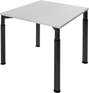 Höheneinstellbarer Konferenztisch, schwarz, Tischplatte 120 x 80 cm lichtgrau, Besprechungstisch, Schreibtisch