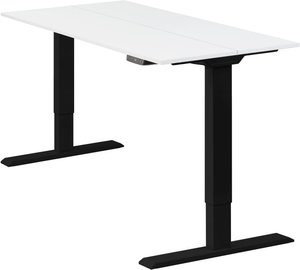 Höhenverstellbarer Schreibtisch "Homedesk Eco", Schwarz, Tischplatte 110 x 60 cm weiß, elektrisch stufenlos höhenverstellbar, Stehschreibtisch, Tischgestell