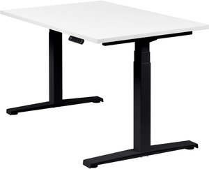 Höhenverstellbarer Schreibtisch "Basic Line", schwarz, Tischplatte 120 x 80 cm weiß, elektrisch höhenverstellbar, Stehschreibtisch, Tischgestell
