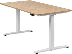 Höhenverstellbarer Schreibtisch "Basic Line", weiß, Tischplatte 160 x 80 cm Wildeiche, elektrisch höhenverstellbar, Stehschreibtisch, Tischgestell