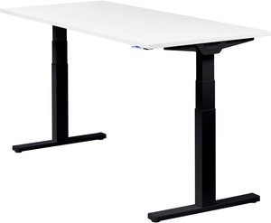 Höhenverstellbarer Schreibtisch "Premium Line", schwarz, Tischplatte 180 x 80 cm weiß, elektrisch höhenverstellbar, Stehschreibtisch, Tischgestell