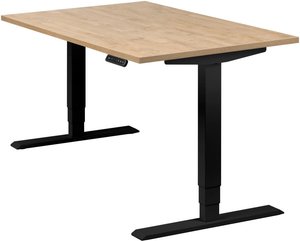 Höhenverstellbarer Schreibtisch "Homedesk", schwarz, Tischplatte 120 x 80 cm Wildeiche, elektrisch höhenverstellbar, Stehschreibtisch, Tischgestell