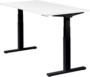 Höhenverstellbarer Schreibtisch "Premium Line", schwarz, Tischplatte 160 x 80 cm weiß, elektrisch höhenverstellbar, Stehschreibtisch, Tischgestell