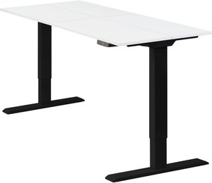 Höhenverstellbarer Schreibtisch "Homedesk Eco", Schwarz, Tischplatte 130 x 60 cm weiß, elektrisch stufenlos höhenverstellbar, Stehschreibtisch, Tischgestell