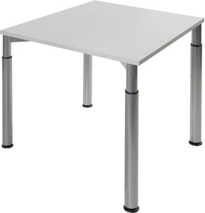 Höheneinstellbarer Konferenztisch, silber, Tischplatte 120 x 80 cm lichtgrau, Besprechungstisch, Schreibtisch