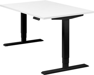 Höhenverstellbarer Schreibtisch "Homedesk", schwarz, Tischplatte 120 x 80 cm weiß, elektrisch höhenverstellbar, Stehschreibtisch, Tischgestell
