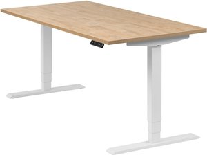 Höhenverstellbarer Schreibtisch "Homedesk", weiß, Tischplatte 160 x 80 cm Wildeiche, elektrisch höhenverstellbar, Stehschreibtisch, Tischgestell