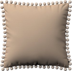 Kissenhülle Wera mit Bommeln, grau-braun , 45 x 45 cm, Cotton Panama (702-28)