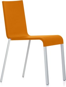 Vitra - .03 Stuhl stapelbar, pulverbeschichtet silber glatt / mango (Filzgleiter)