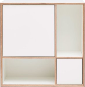 Müller Small Living - Vertiko Ply Sideboard Two, Fronten CPL reinweiß (RAL 9010) / Birkenschichtholzkante