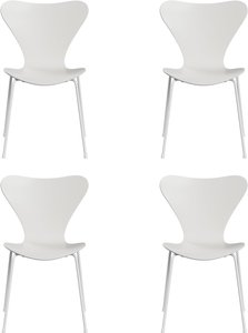 Fritz Hansen - Serie 7 Stuhl, Monochrom, weiß / Esche weiß lackiert (4er-Set)