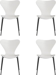 Fritz Hansen - Serie 7 Stuhl, Monochrom, weiß / Esche weiß gefärbt (4er-Set)