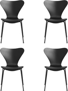 Fritz Hansen - Serie 7 Stuhl, Monochrom, schwarz / Esche schwarz gefärbt (4er-Set)
