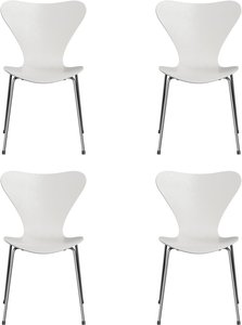 Fritz Hansen - Serie 7 Stuhl, Chrom / Esche weiß gefärbt (4er-Set)