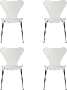 Fritz Hansen - Serie 7 Stuhl, Chrom / Esche weiß lackiert (4er-Set)