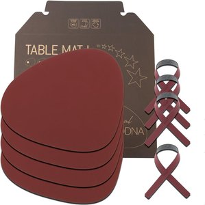 LindDNA - Geschenkset Curve L, Nupo rot (4 Tischsets + 4 Serviettenringe)