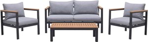 Garten-Lounge-Set "Barcelona" 2 Sessel, 1 Tisch 100 x 50, 1 Sofa, schwarz