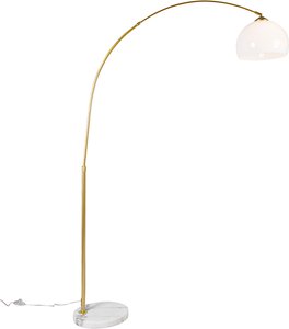 Moderne Bogenlampe Messing mit weißem Schirm - Arc Basic