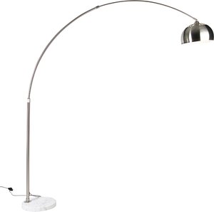 Bogenlampe Stahl mit weißem Marmorsockel verstellbar - XXL