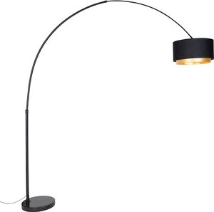 Moderne Bogenlampe schwarz mit Duo-Schirm schwarz mit gold - XXL